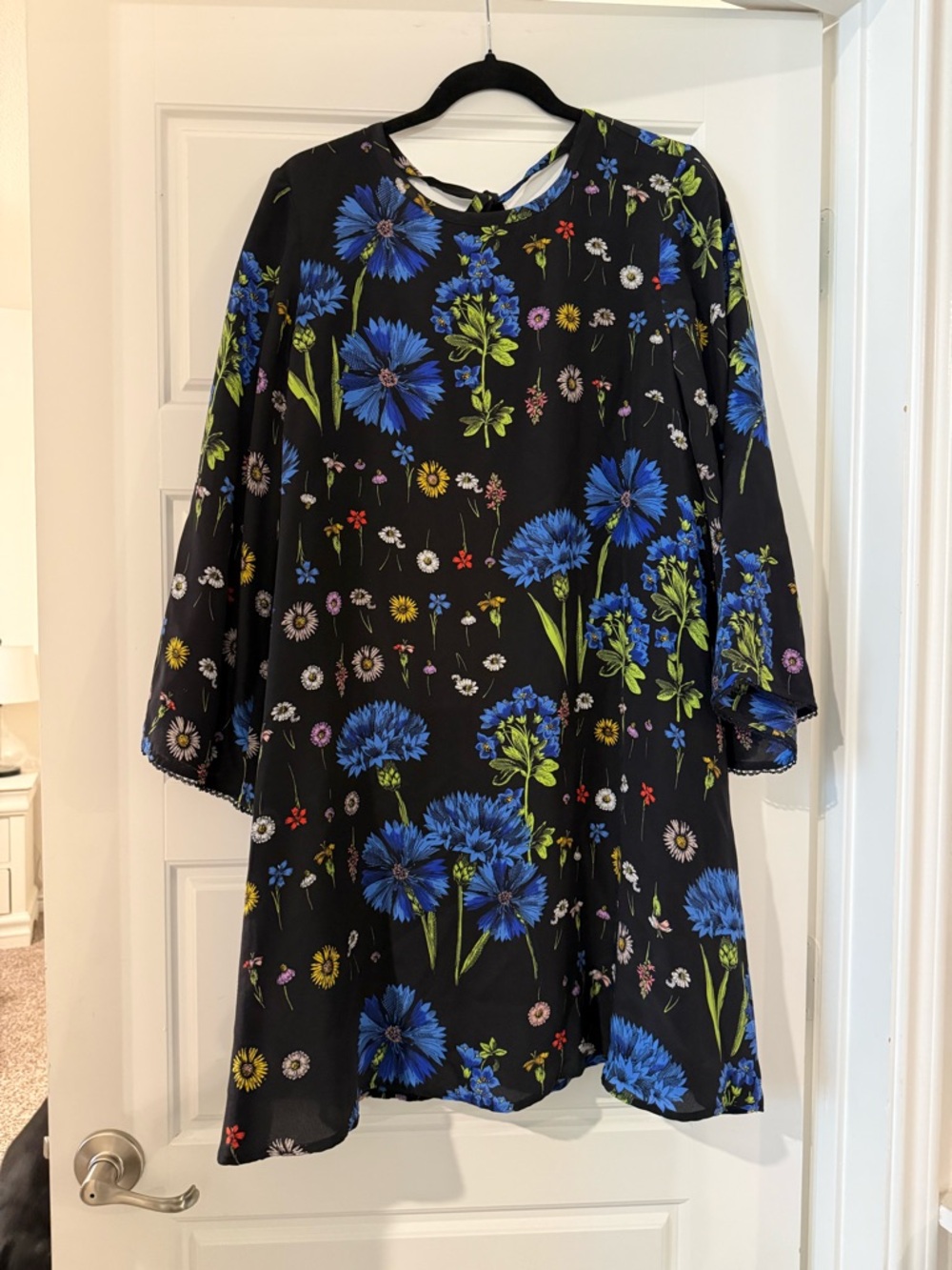 Maeve Black Dress with Blue Floral Print